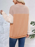Color Block Round Neck Long Sleeve Sweatshirt - Trendsi - Flyclothing LLC