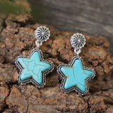 Artificial Turquoise Alloy Star Earrings - Trendsi - Flyclothing LLC