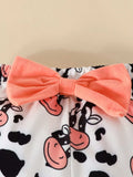 Children's Cow Graphic Ruffle Trim Bodysuit and Pants Set - Trendsi - Flyclothing LLC