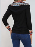 Printed Collared Neck Long Sleeve Blouse - Trendsi - Flyclothing LLC