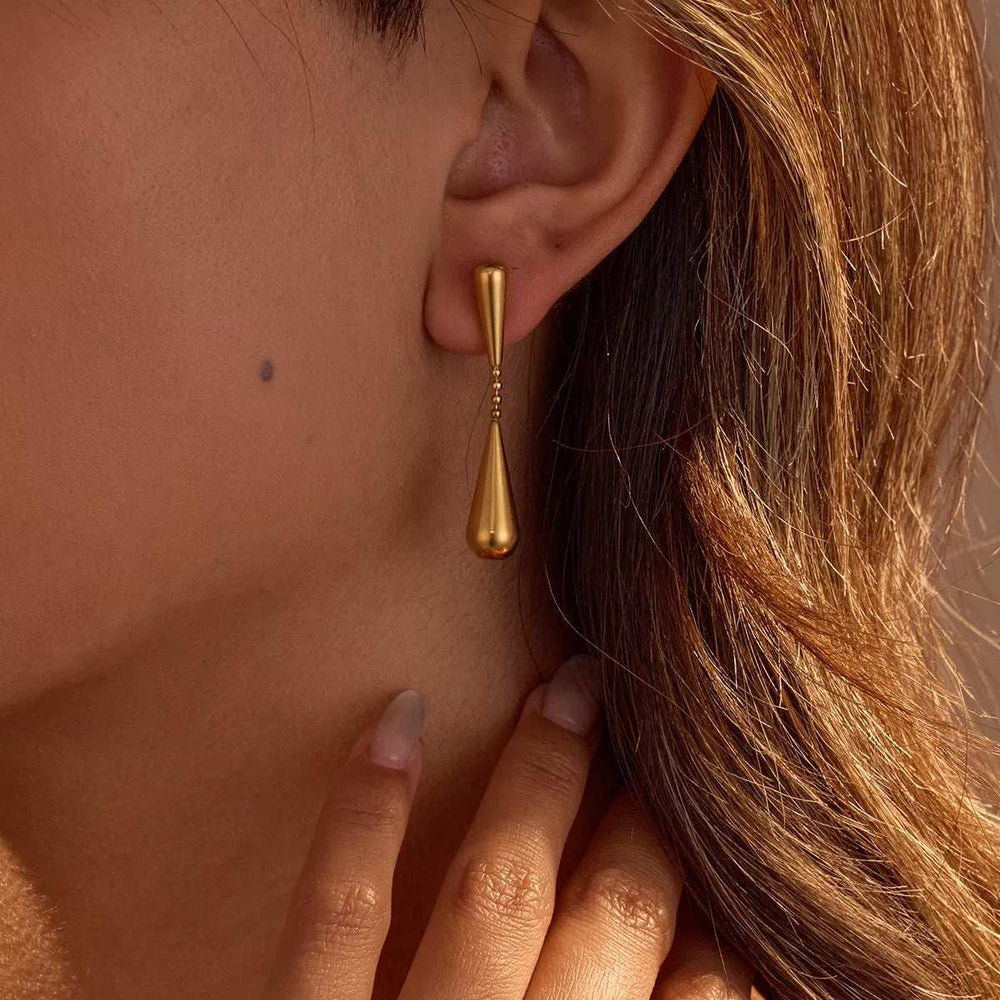 18K Gold-Plated Teardrop Drop Earrings - Trendsi - Flyclothing LLC