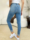 Judy Blue Full Size Mid Rise Destroy & Cuff Skinny Jeans - Trendsi - Flyclothing LLC