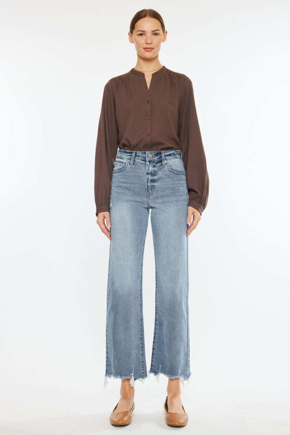 Kancan High Rise Slim Wide Leg Jeans - Trendsi - Flyclothing LLC