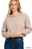 Zenana Drop Shoulder Ribbed Crop Hoodie - Trendsi - Flyclothing LLC