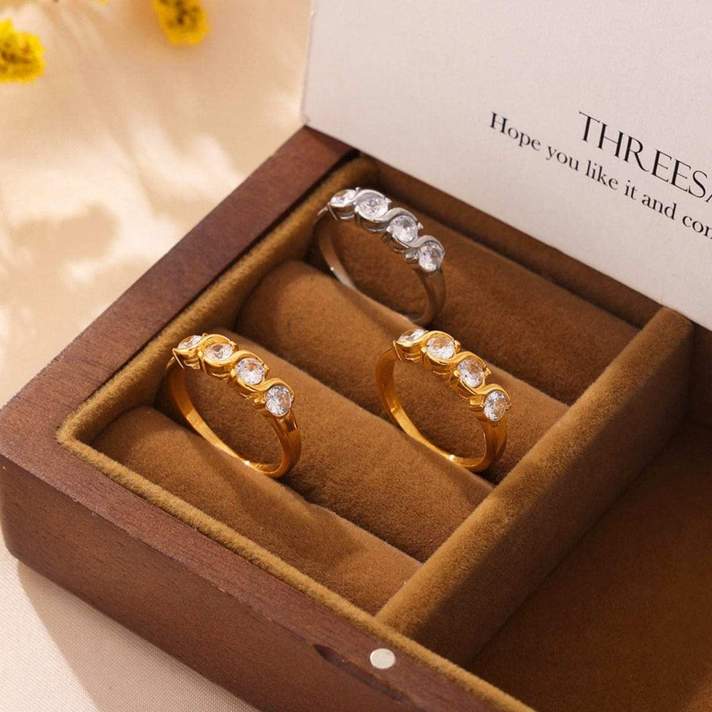 Stainless Steel Inlaid Zircon Ring - Trendsi - Flyclothing LLC