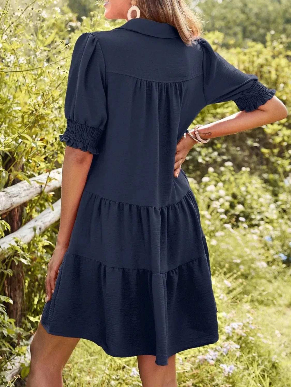 Johnny Collar Short Sleeve Mini Dress - Trendsi - Flyclothing LLC