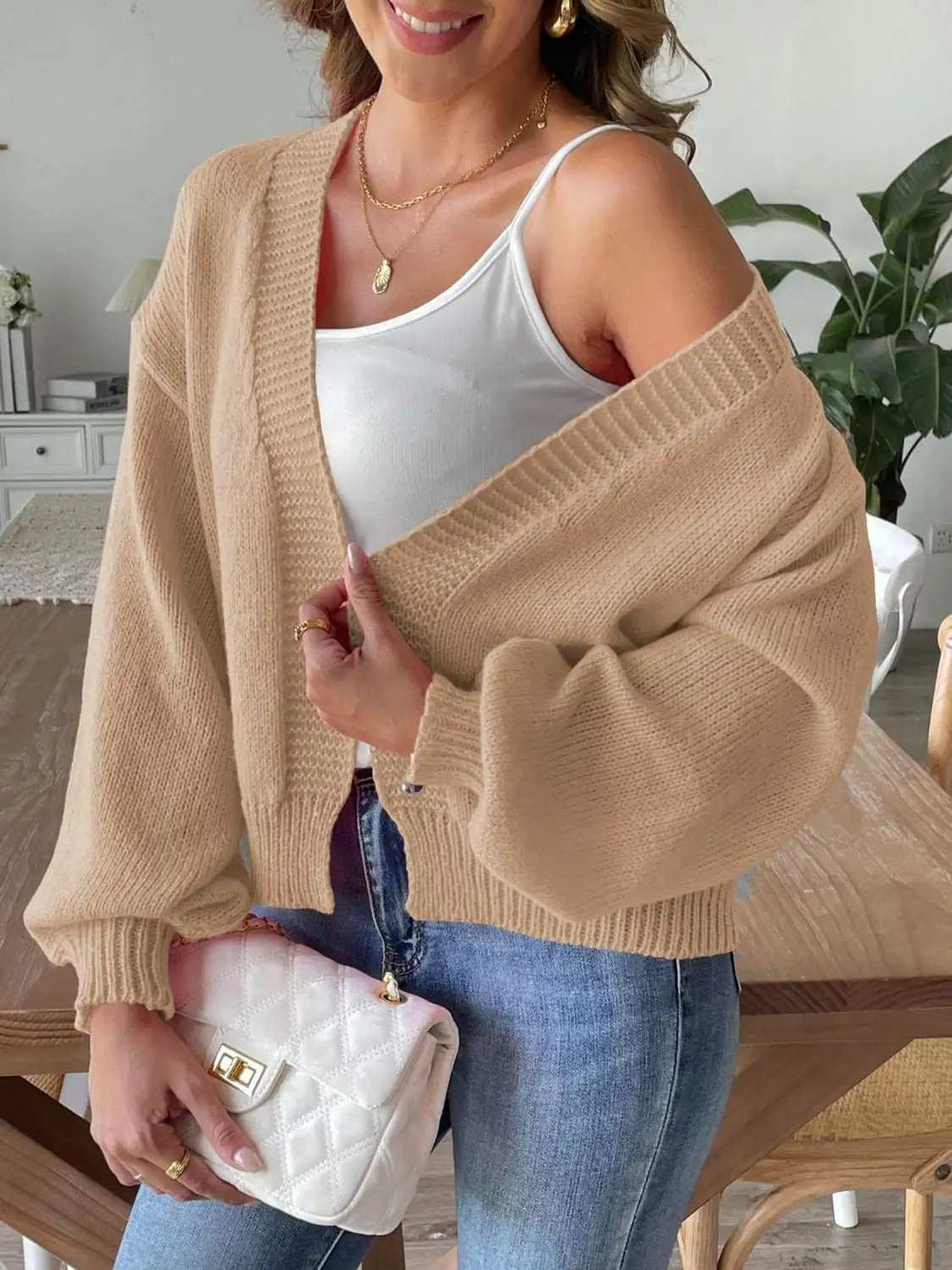Open Front Long Sleeve Cardigan - Trendsi - Flyclothing LLC
