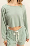 HYFVE Boat Neck Long Sleeve Cropped Top - Trendsi - Flyclothing LLC