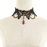 Halloween Lace Skull Necklace and Earrings Jewelry Set - Trendsi - Flyclothing LLC