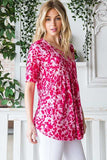 Heimish Full Size Short Sleeve Crisscross Animal Babydoll Top Plus Size - Trendsi - Flyclothing LLC