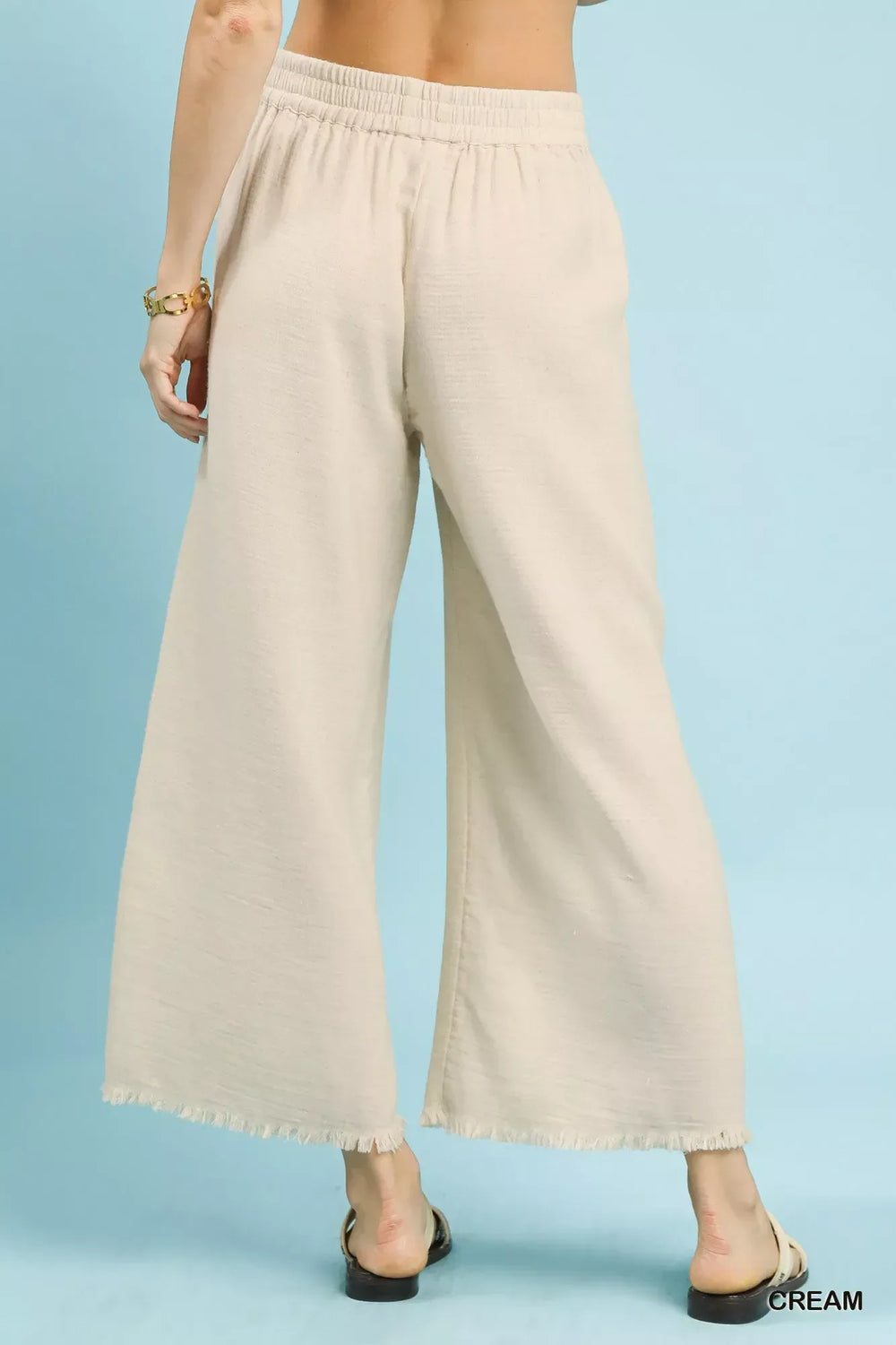 Umgee Frayed Hem Wide Leg Pants - Trendsi - Flyclothing LLC