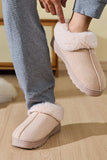 Faux Fur Round Toe Platform Slippers - Trendsi - Flyclothing LLC