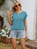 Round Neck Short Sleeve T-Shirt - Trendsi - Flyclothing LLC