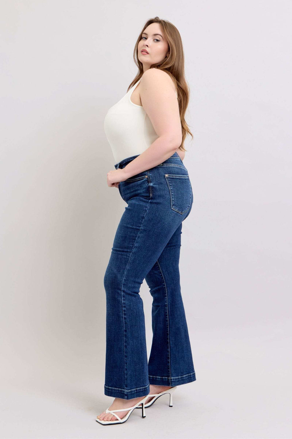 Judy Blue Full Size High Rise Flare Jeans with Pockets Plus Size - Trendsi - Flyclothing LLC