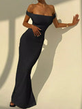 Backless Off-Shoulder Bodycon Mermaid Maxi Dress - Trendsi - Flyclothing LLC