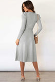 Round Neck Long Sleeve Tie Waist Sweater Dress - Trendsi - Flyclothing LLC