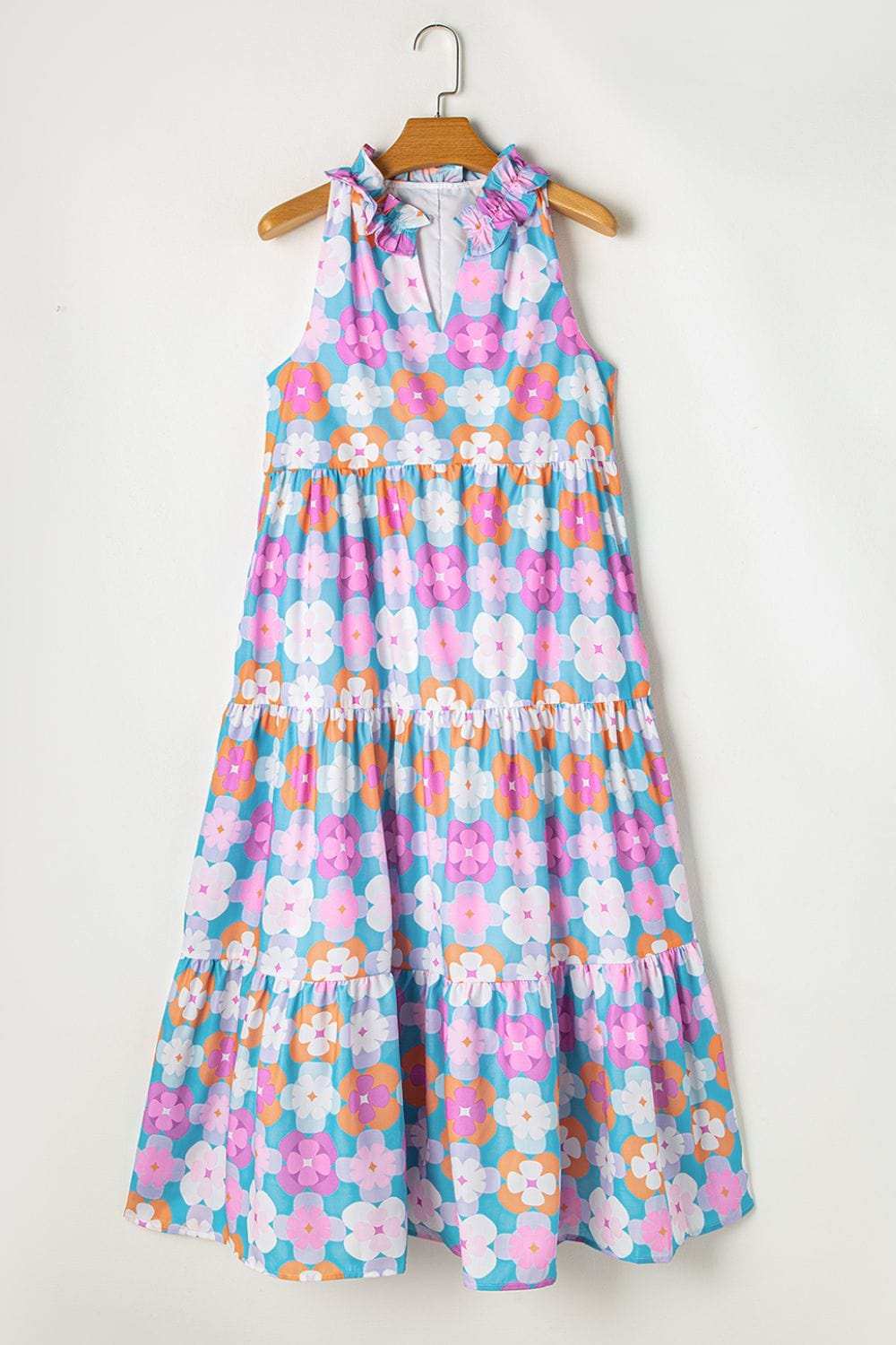 Floral Print Sleeveless Tiered Midi Dress - Trendsi - Flyclothing LLC