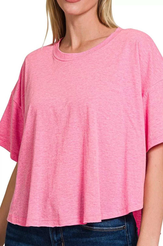 Zenana Cotton Round Neck Short Sleeve T-Shirt - Trendsi - Flyclothing LLC