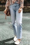 High Waist Straight Jeans with Pockets - Trendsi - Flyclothing LLC