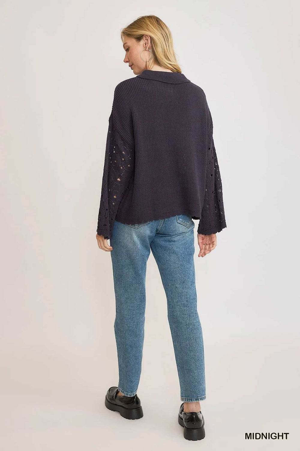 Umgee Hollow Out Button Down Cardigan - Trendsi - Flyclothing LLC