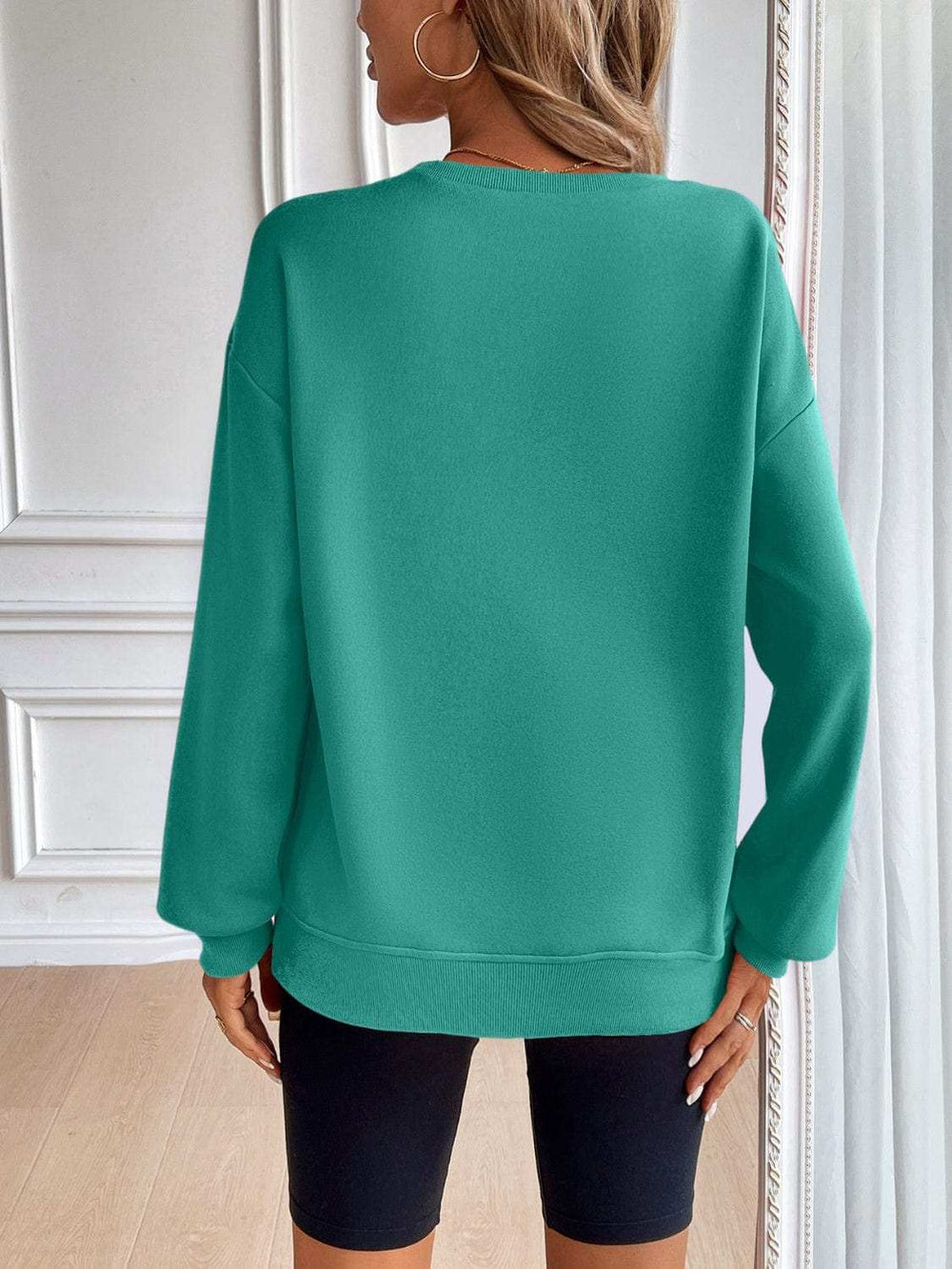 Ivy Lane Round Neck Long Sleeve Sweatshirt - Trendsi - Flyclothing LLC
