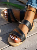 Open Toe Flats Sandals - Trendsi - Flyclothing LLC