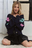 ADORA Flower Button Down Lantern Sleeve Cardigan - Trendsi - Flyclothing LLC