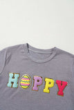 HOPPY Chenille Patch Round Neck Short Sleeve T-Shirt - Trendsi - Flyclothing LLC