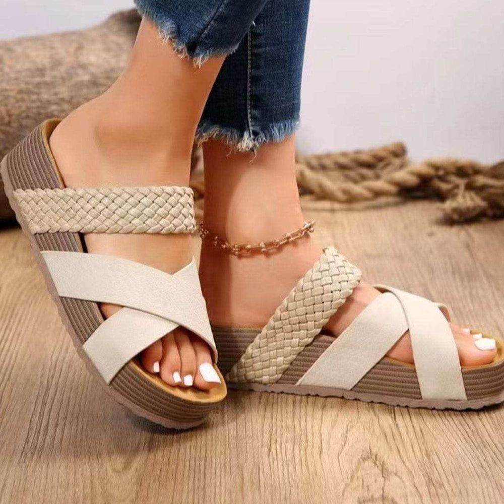 Crisscross Open Toe Platform Sandals - Trendsi - Flyclothing LLC