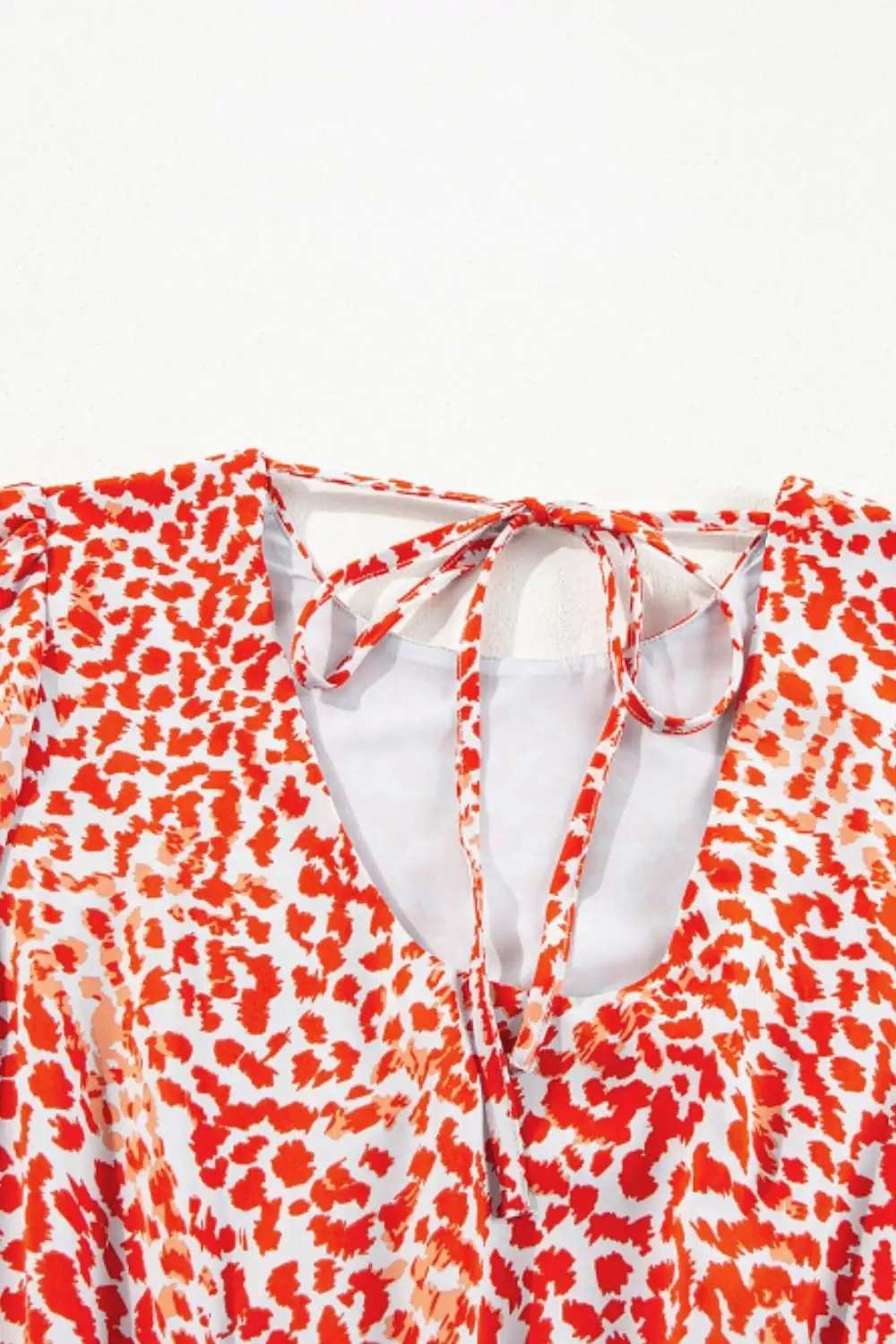 Slit Tied Printed Round Neck Mini Dress - Trendsi - Flyclothing LLC