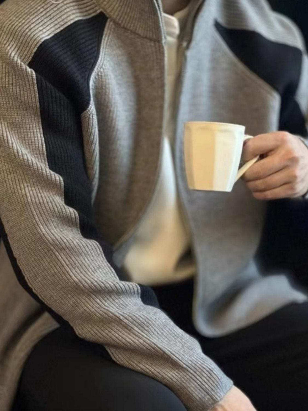 Men's Plus Size Zip Up Long Sleeve Cardigan - Trendsi - Flyclothing LLC