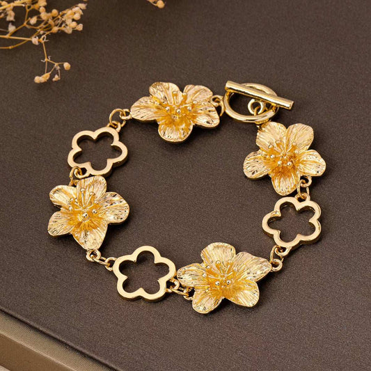 18K Gold-Plated Flower Bracelet - Trendsi - Flyclothing LLC