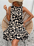 Tied Leopard Round Neck Tank Dress - Trendsi - Flyclothing LLC
