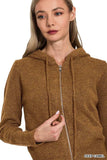 Zenana Drawstring Zip Up Hooded Cardigan - Trendsi - Flyclothing LLC