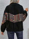 Embroidered Collared Neck Snap Down Jacket - Trendsi - Flyclothing LLC