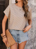 Round Neck Short Sleeve Blouse - Trendsi - Flyclothing LLC