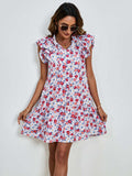 Tied Floral Cap Sleeve Mini Dress - Trendsi - Flyclothing LLC