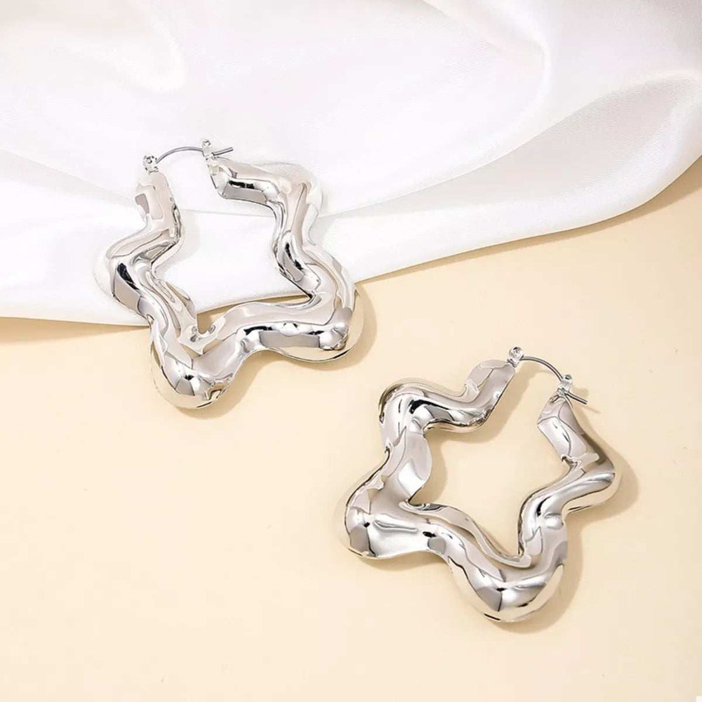 Star Shaped Hoop Earrings - Trendsi - Flyclothing LLC