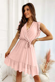 Full Size Ruffled Surplice Cap Sleeve Dress - Trendsi - Flyclothing LLC