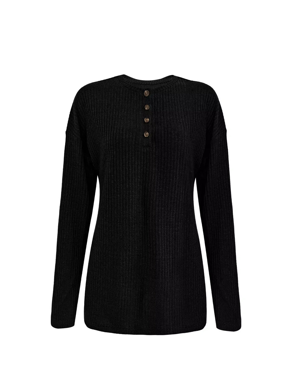 Button-Detail Dropped Shoulder Top - Trendsi - Flyclothing LLC