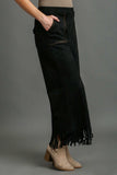 Umgee Full Size Suede Fringe Hem Wide Leg Pants Plus Size - Trendsi - Flyclothing LLC