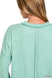 Zenana Soft Melange Hacci Round-Neck Long Sleeve T-Shirt - Trendsi - Flyclothing LLC