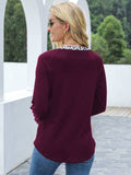 Cutout Leopard Round Neck Long Sleeve T-Shirt - Trendsi - Flyclothing LLC