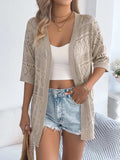 Openwork Open Front Half Sleeve Cardigan - Trendsi - Flyclothing LLC