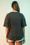 VERY J Full Size Mineral Washed Ribbed Knit Casual Top Plus Size - Trendsi - Flyclothing LLC