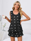 Heart Scoop Neck Tank and Shorts Lounge Set - Trendsi - Flyclothing LLC