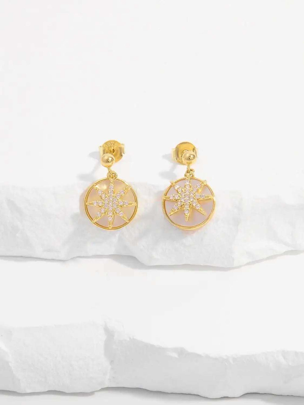 18K Gold-Plated 925 Sterling Silver Star Shape Earrings - Trendsi - Flyclothing LLC