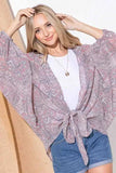 And The Why Sheer Front Tie Knot Oversized Kimono Wrap Cover Up - Trendsi - Flyclothing LLC