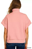 Zenana Full Size Scuba High Neck Half Zip Short Sleeve Top Plus Size - Trendsi - Flyclothing LLC