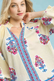 Umgee Boho Floral Print Tunic Blouse - Trendsi - Flyclothing LLC